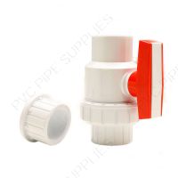 4" PVC Single Union Ball Valve White Threaded, 1140WT