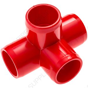 1 1/4" Red 4-Way Furniture Grade PVC Fitting 1 1/4" Red 4-Way Furniture Grade PVC Fitting