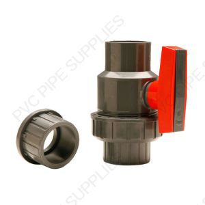 1/2" PVC Single Union Ball Valve Gray Threaded, 1105GT